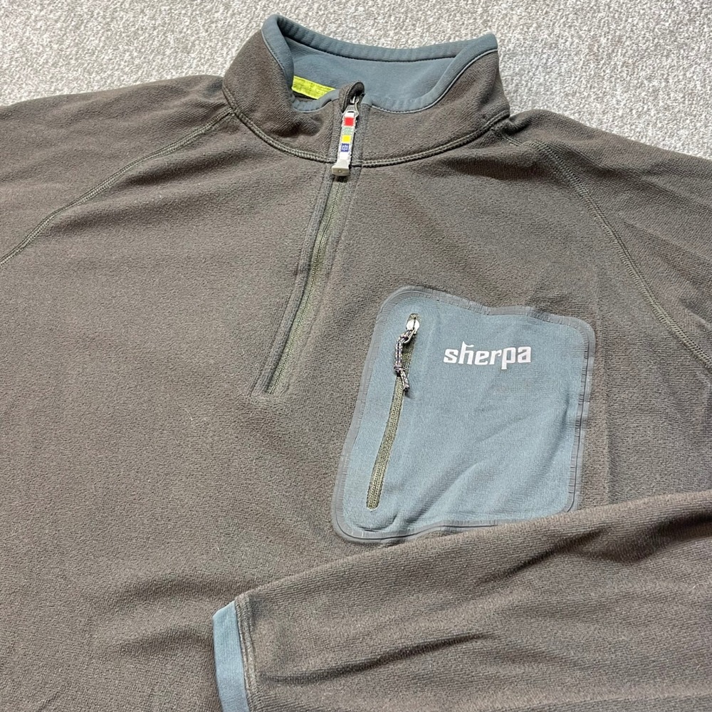 Sherpa Adventure‎ Gear Mens Gray Quarter Zip Fleece Pullover Jacket Large
